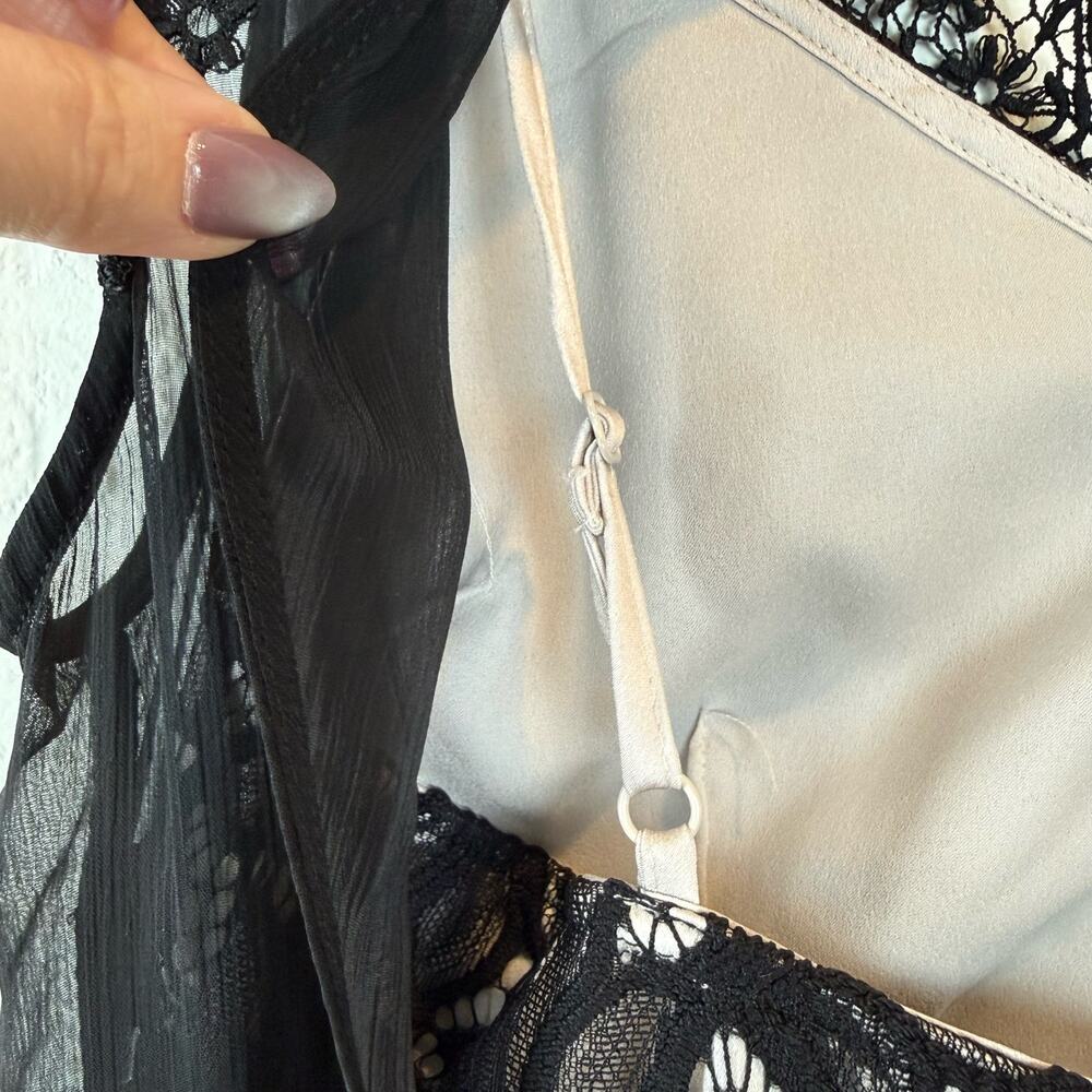 AllSaints Black Lace & Sheer Midi Dress - Picture 15 of 16